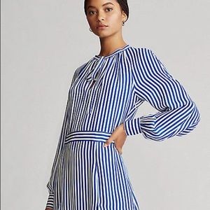 Polo Ralph Lauren silk dress royal/white